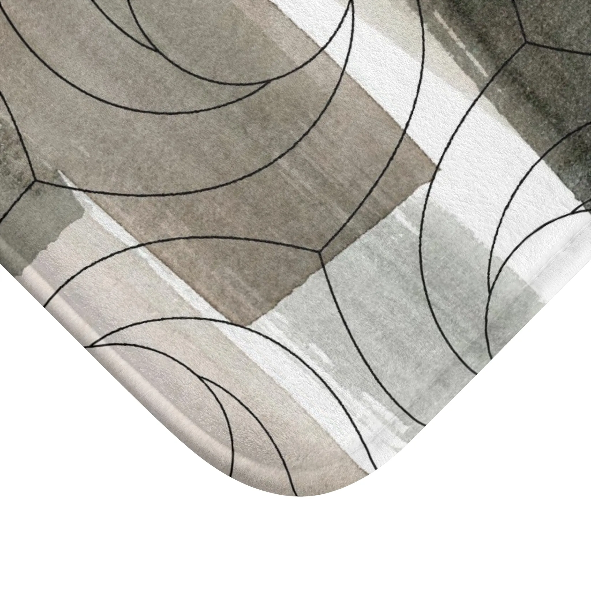Abstract Bath Mat | Watercolor Beige White