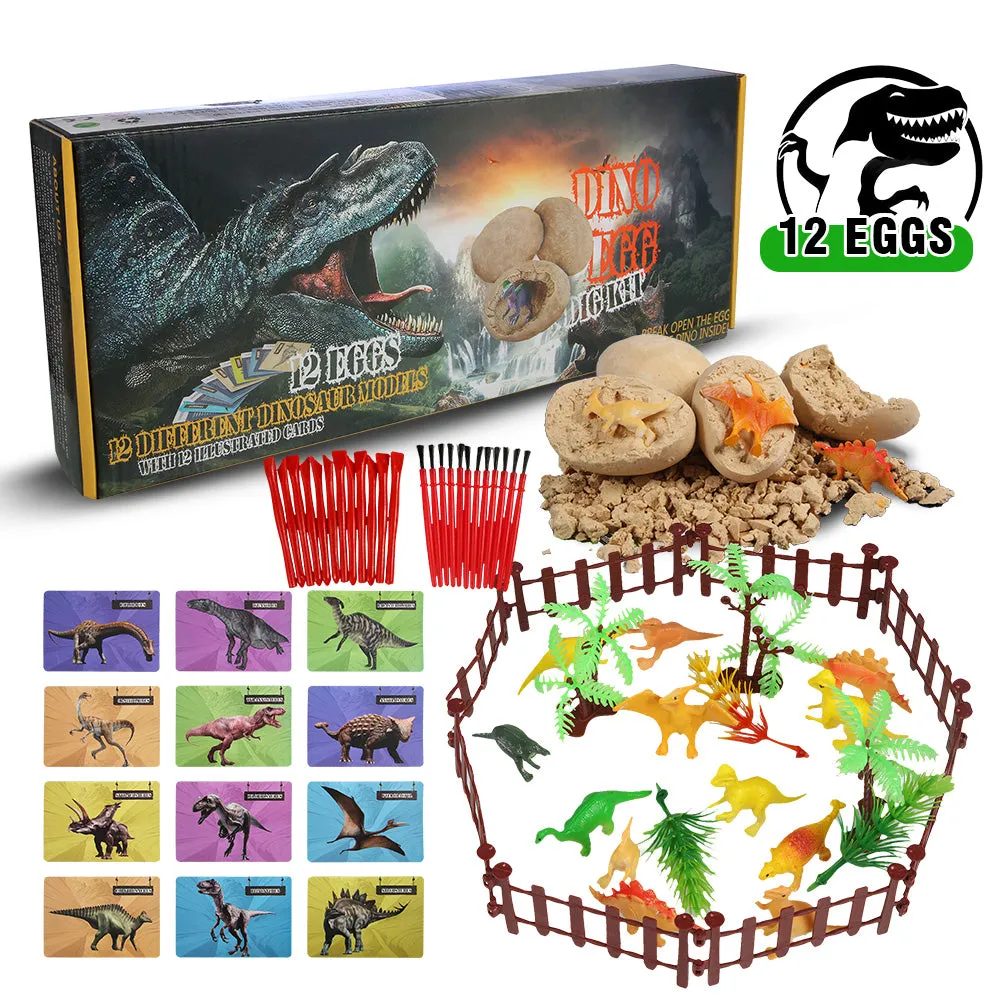 ACEKID Dig Dino Eggs Kit Break Open 12 Unique Dinosaur Eggs and Discover 12 Cute Dinosaur