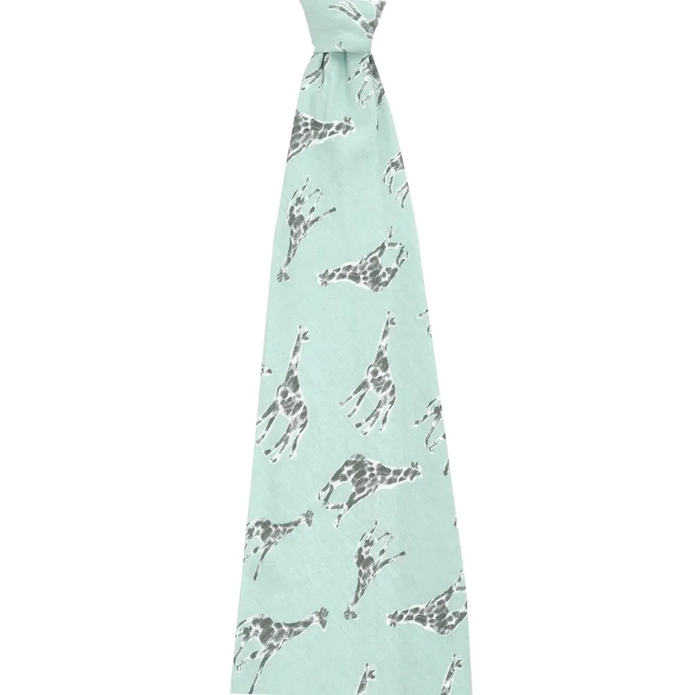 Aden   Anais Comfort Knit Swaddle Blanket - Jade Giraffes