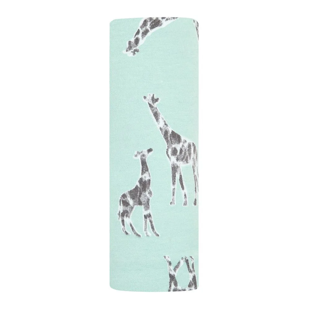 Aden   Anais Comfort Knit Swaddle Blanket - Jade Giraffes