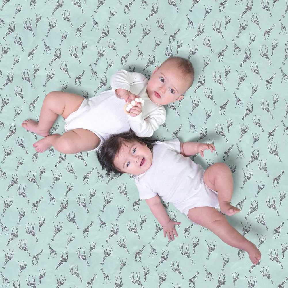 Aden   Anais Comfort Knit Swaddle Blanket - Jade Giraffes