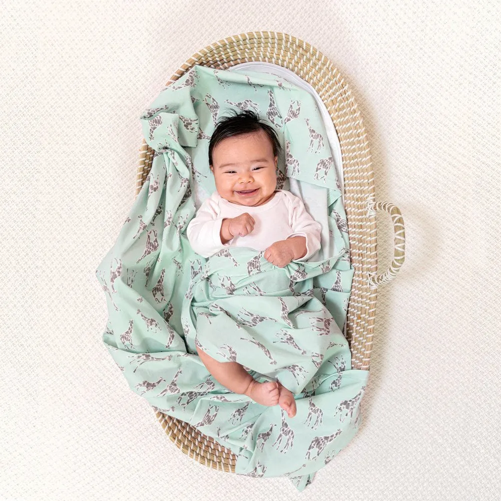 Aden   Anais Comfort Knit Swaddle Blanket - Jade Giraffes