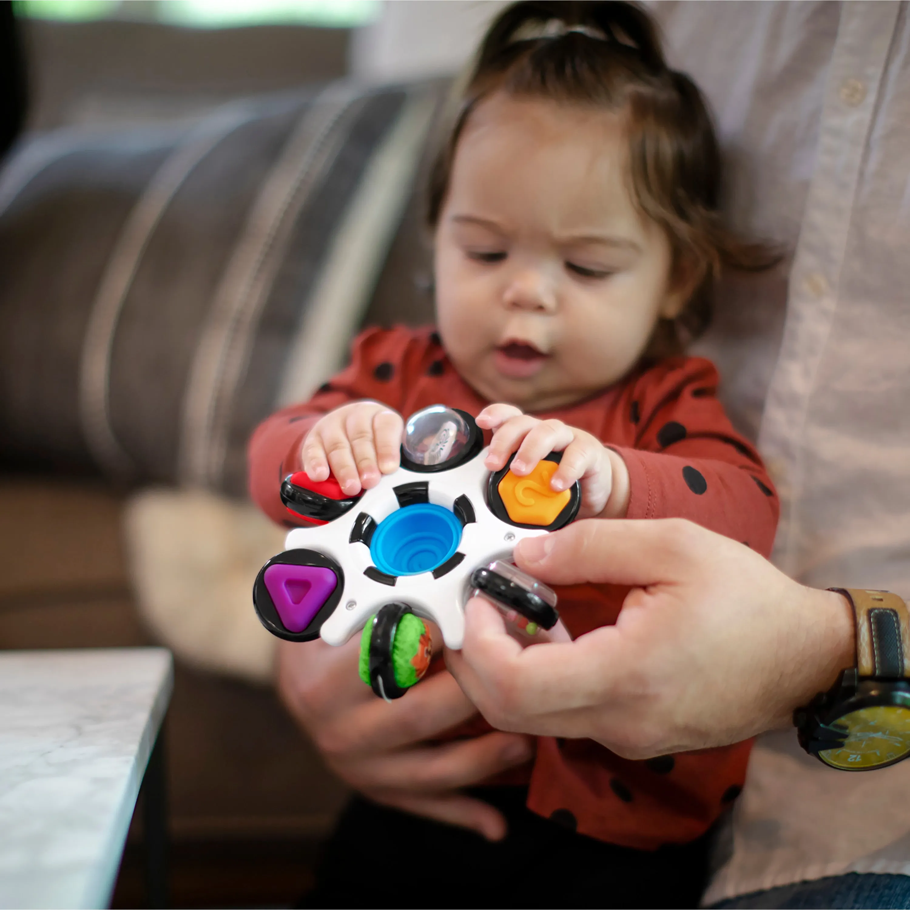 Baby Einstein Curiosity Clutch Twist & Pop Rattle Teether Infant Toy
