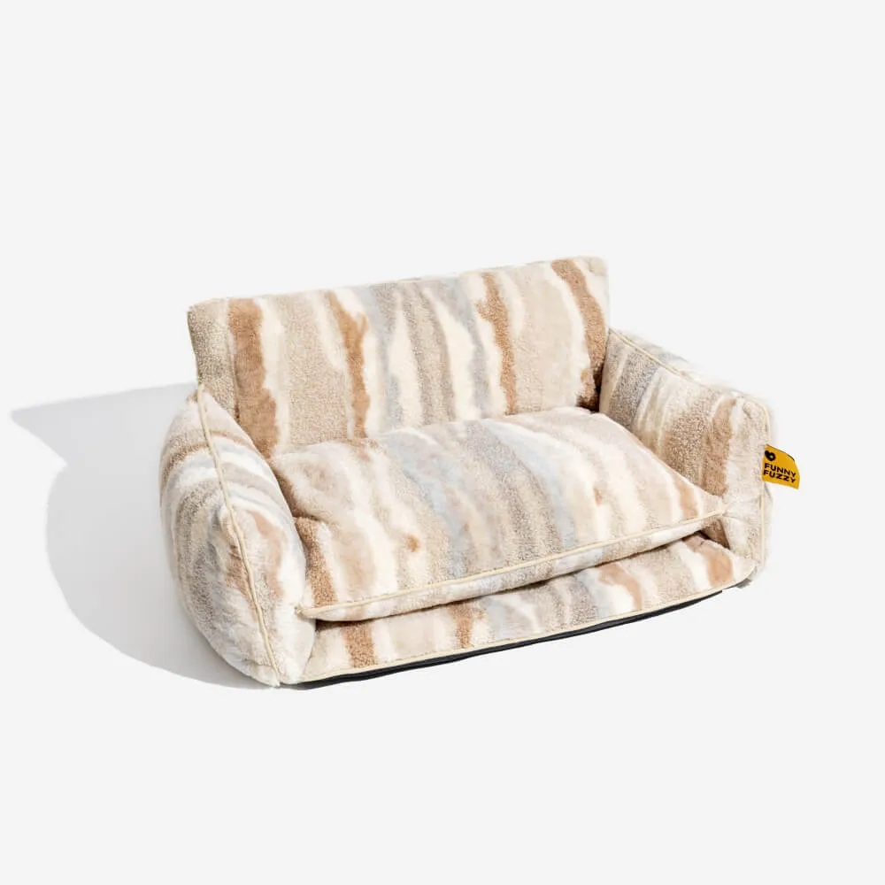 Bed Cover - Trendy Striped Faux Lambswool Double Layer Dog & Cat Sofa Bed
