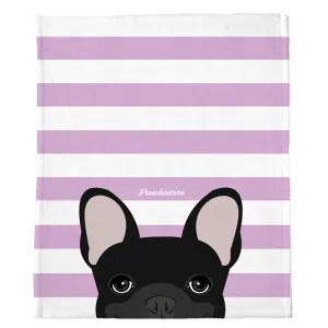 Black French Bulldog on Lavender Stripes | Frenchie Blanket