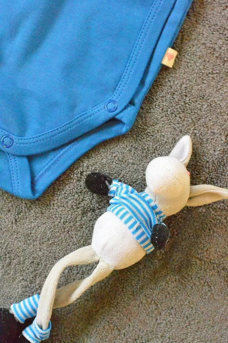 Blue Unisex Full Sleeve Kimono Onesie In Organic Cotton