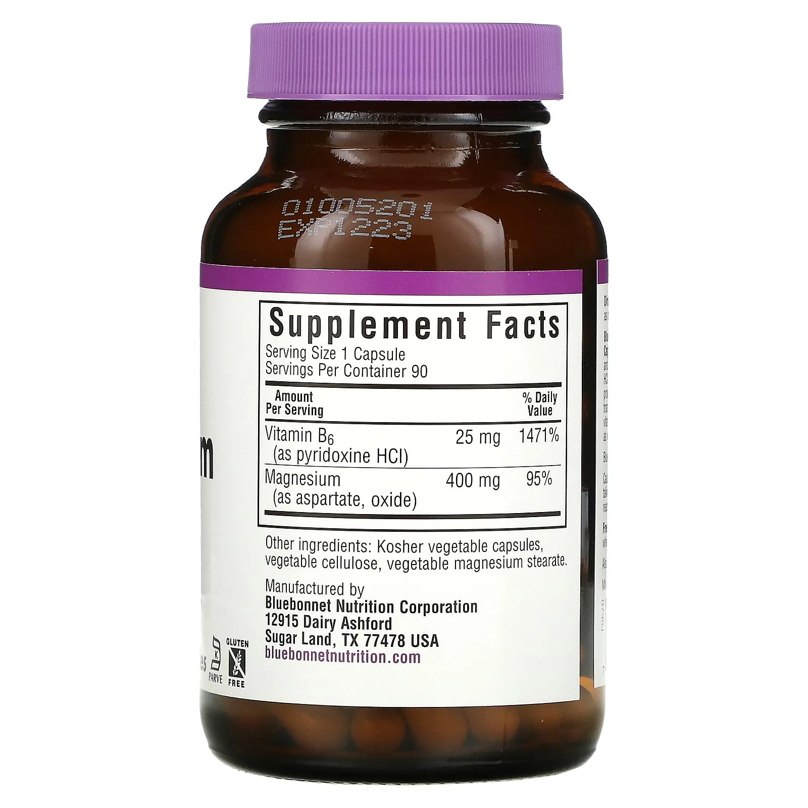 Bluebonnet, Magnesium Plus B-6, 90 Vegetable Capsules