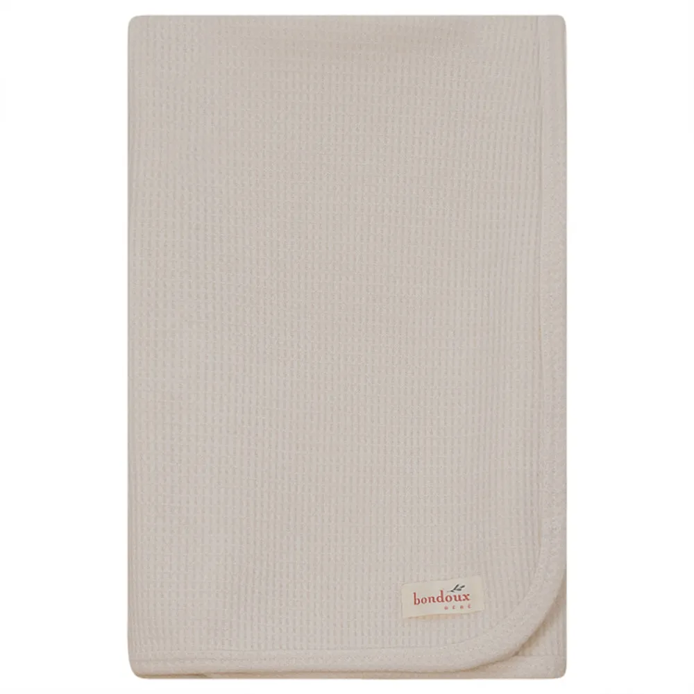 Bondoux Bebe Ivory Waffle Knit Blanket
