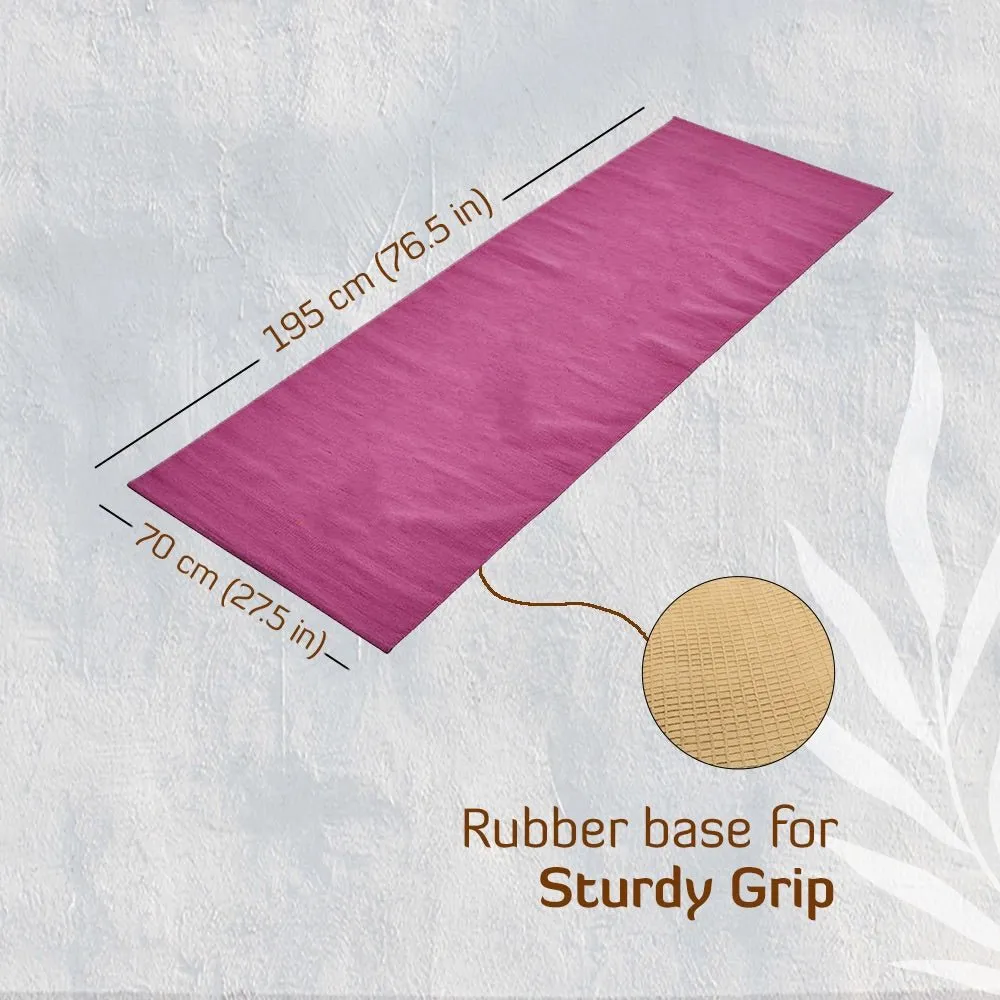 Cotton Yoga Mat-Chakras- Moderate Grip Pink-27 inches