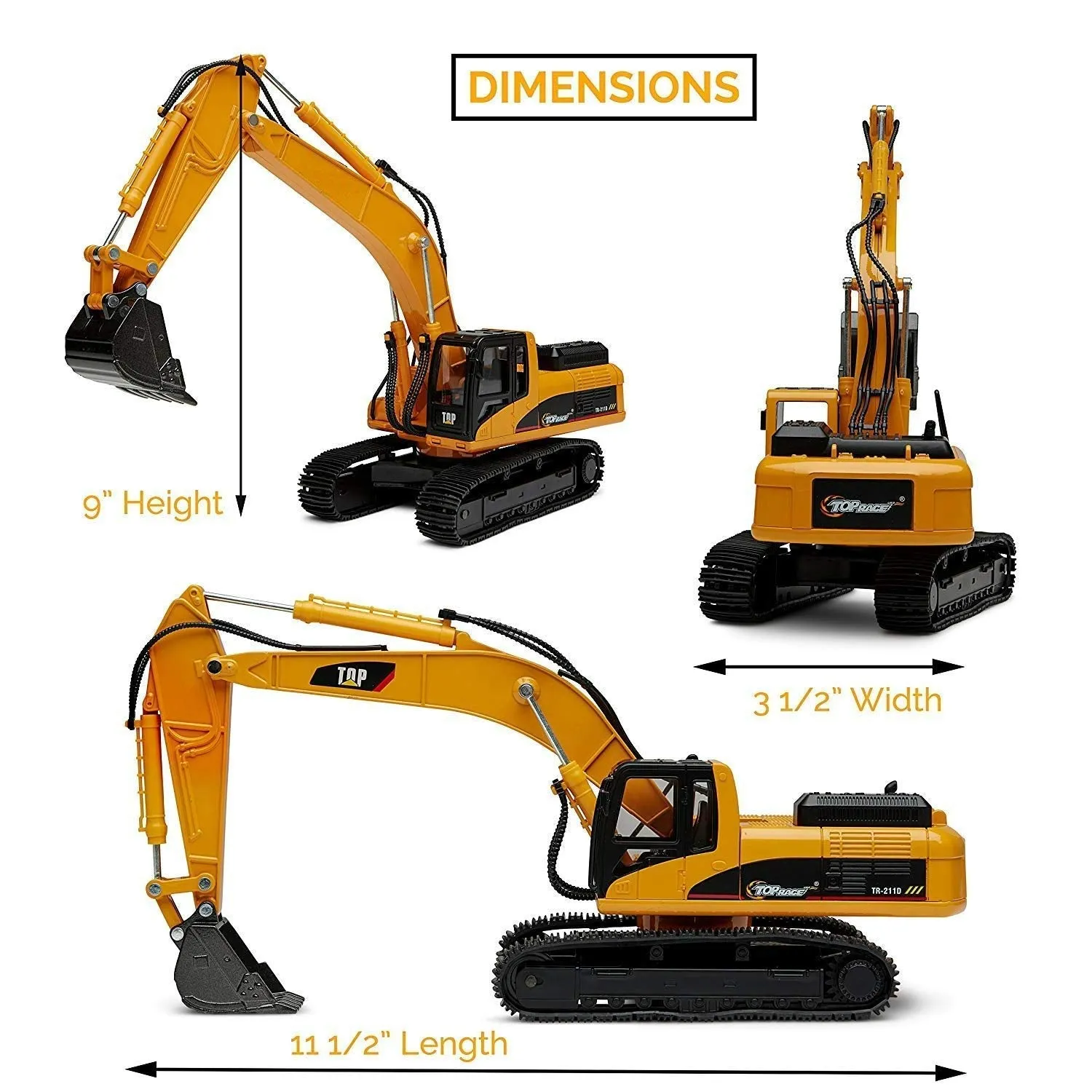 Excavator Toy Trucks Construction Toys, Excavator Toys For Boys, Diecast Metal Truck Toy