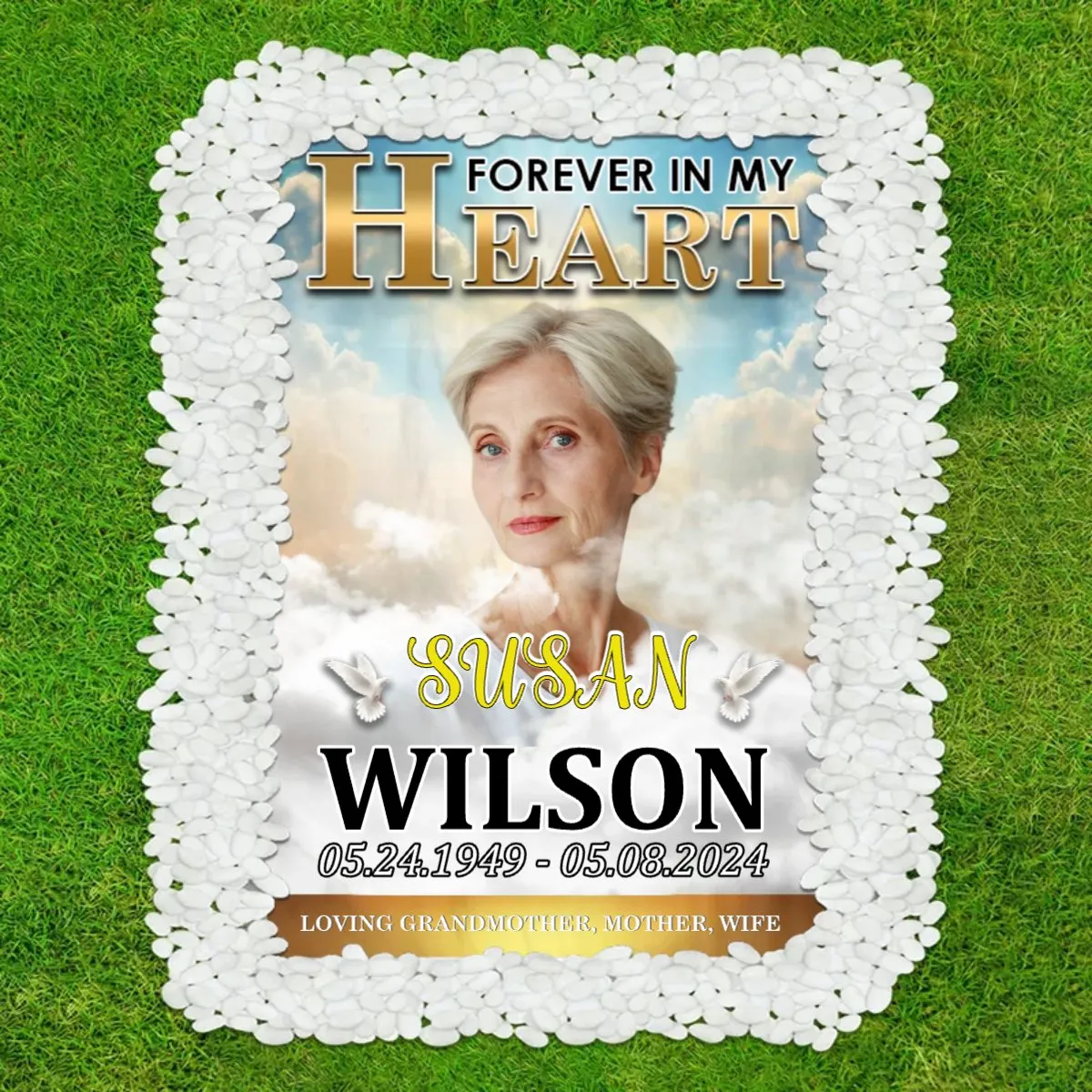 Family - Custom Photo Forever In Our Hearts - Personalized Grave Memorial Blanket (HJ)