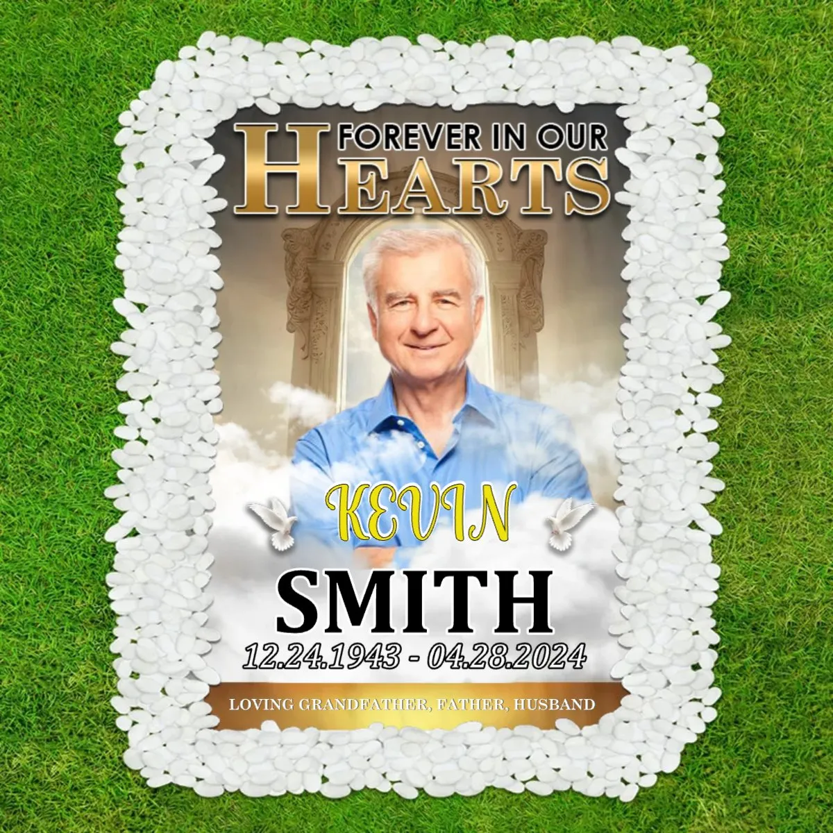 Family - Custom Photo Forever In Our Hearts - Personalized Grave Memorial Blanket (HJ)