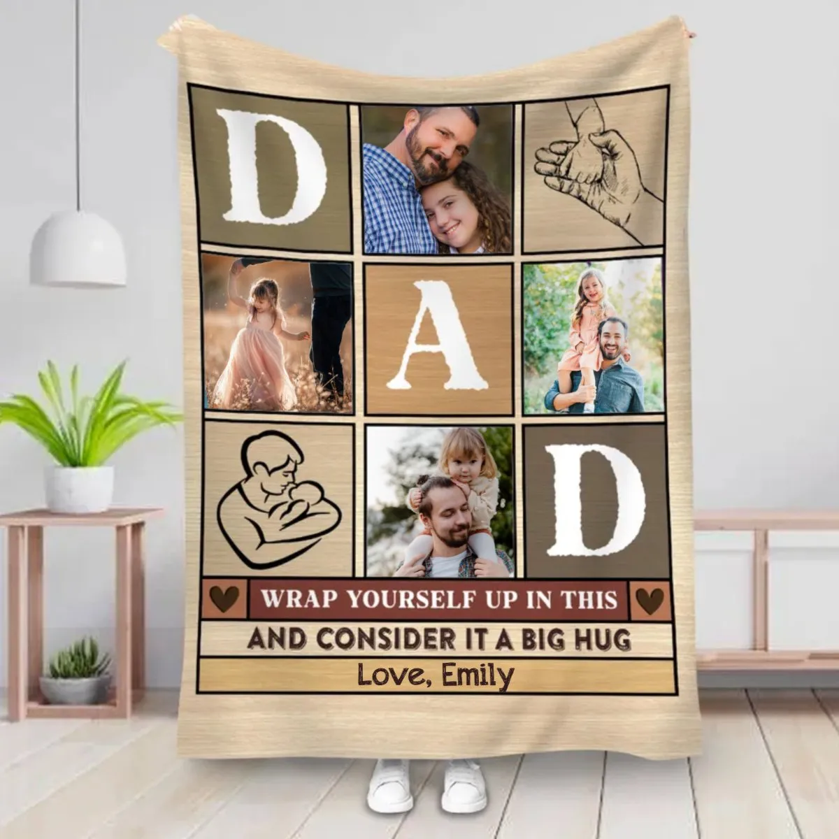Father's Day - Wrap Yourself Up In This And Consider It A Big Hug - Personalized Blanket