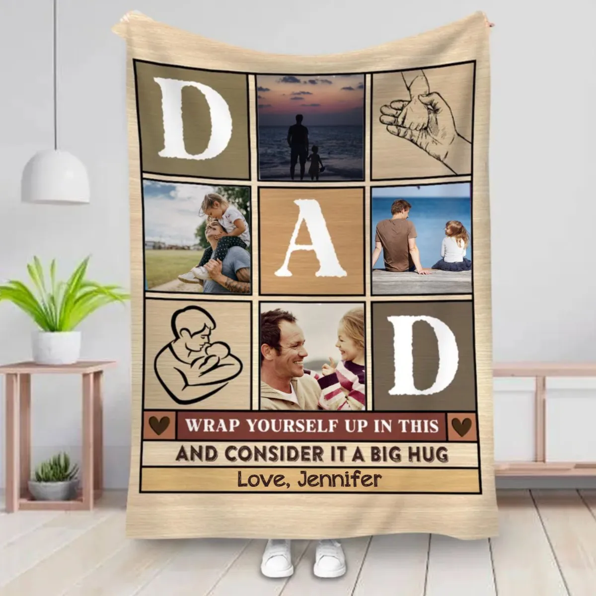 Father's Day - Wrap Yourself Up In This And Consider It A Big Hug - Personalized Blanket