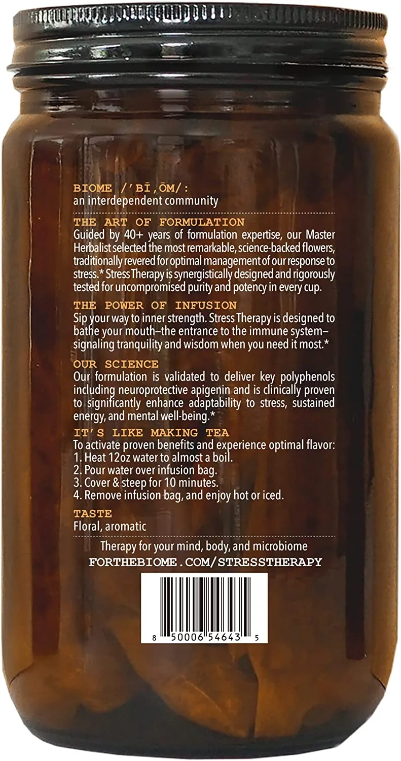 For The Biome, Stress Therapy | Clinically Proven to Relieve Stress | Organic Fast-Acting Herbal Formula