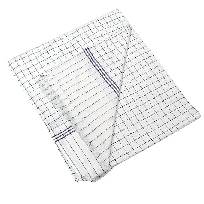 GUGGU 100% Cotton Soft Beautiful Blue Check Single Bed Size Skin Friendly Summer Blanket/Khes/Dohar/Top Sheet Set/Chadar (Blue & White)