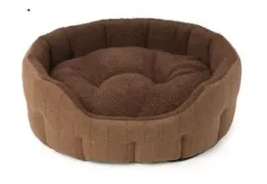 House of Paws Brown Tweed Faux Sheepskin Oval Snug - Various Sizes