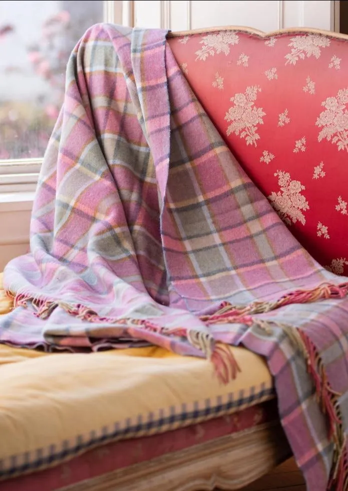 John Hanly Soft Pink Check Throw