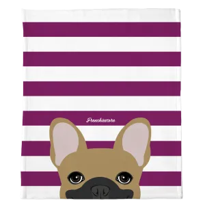 Masked Fawn French Bulldog on Beet Stripes | Frenchie Blanket