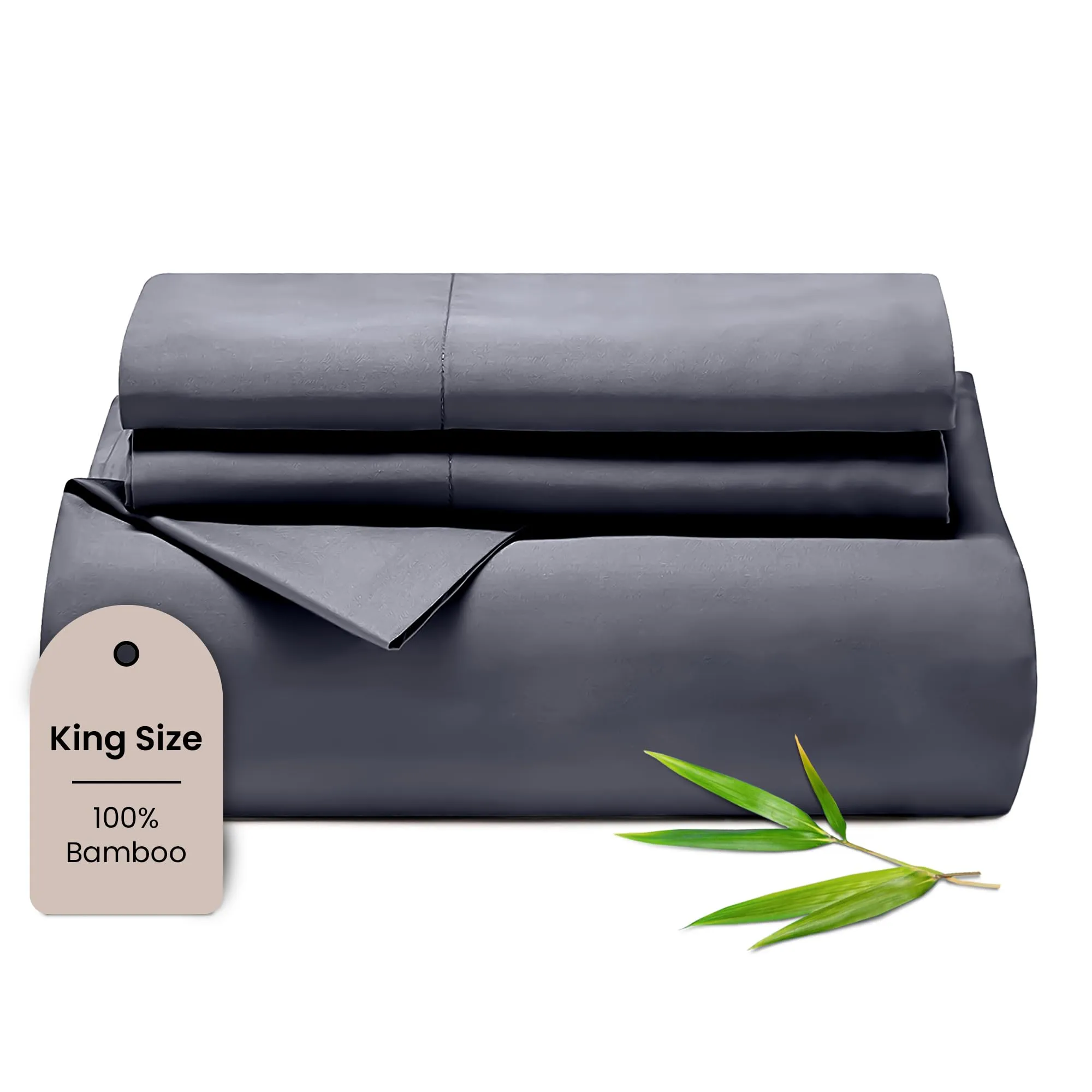 Mush 100% Bamboo Bedsheet for King Size Bed with 2 Pillow Covers | 400 TC Luxuriously Soft, Breathable and Naturally Anti Microbial Thermoregulating Bed Sheet | Pack of 1, Charcoal Grey