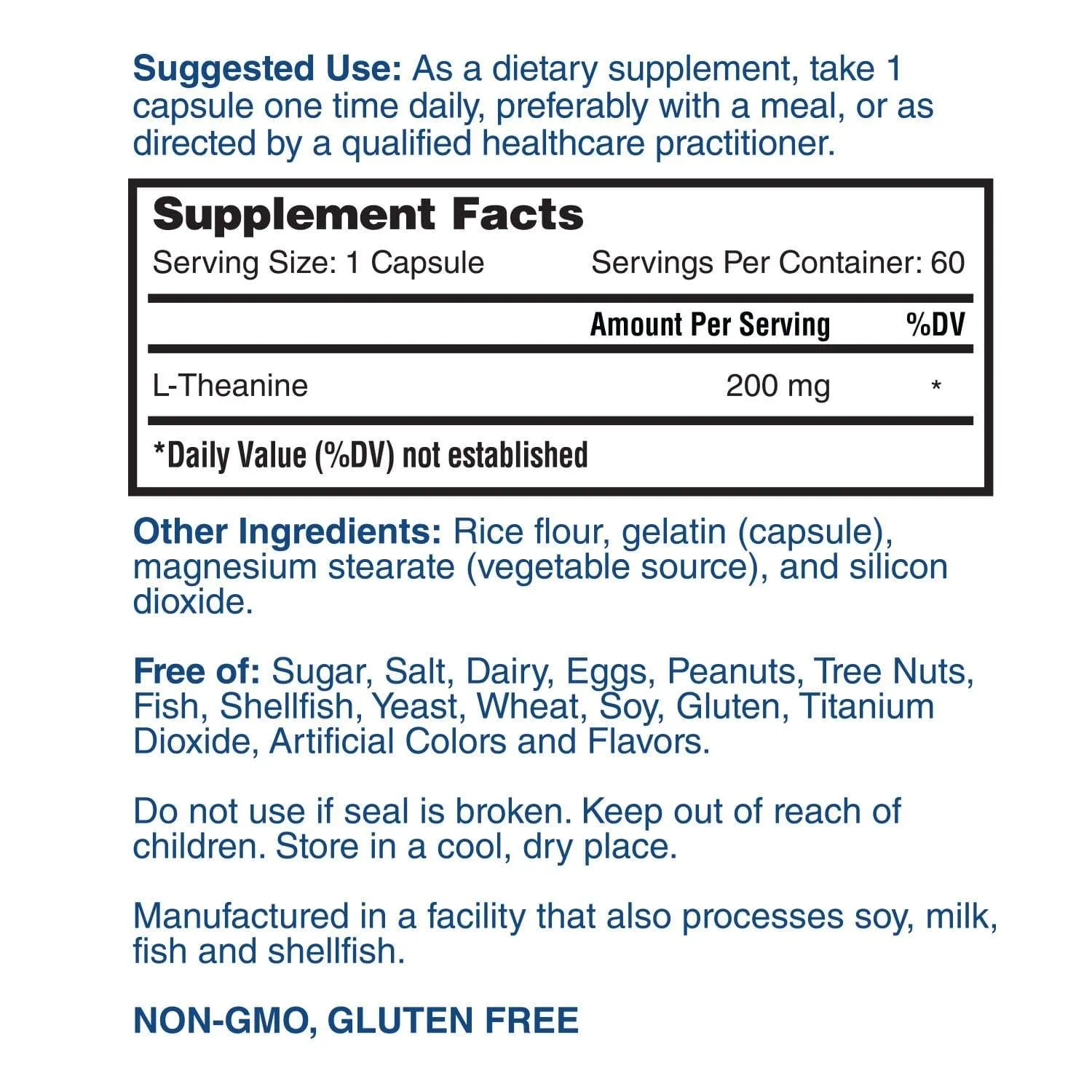 Nature's Lab L-Theanine 200 mg - 60 Capsules