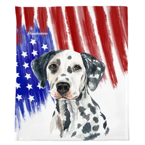 Patriotic Dalmatian Blanket | American dog in Watercolors