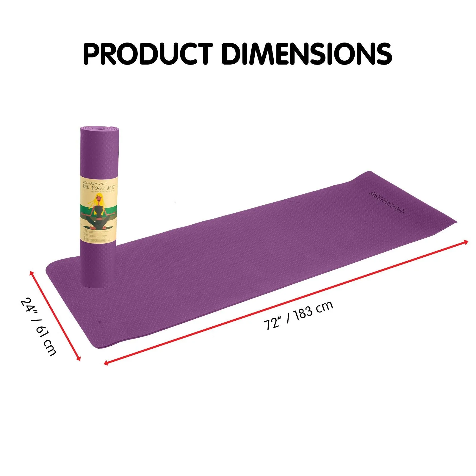 Powertrain TPE Yoga Pilates Exercise Mat 6mm - Purple