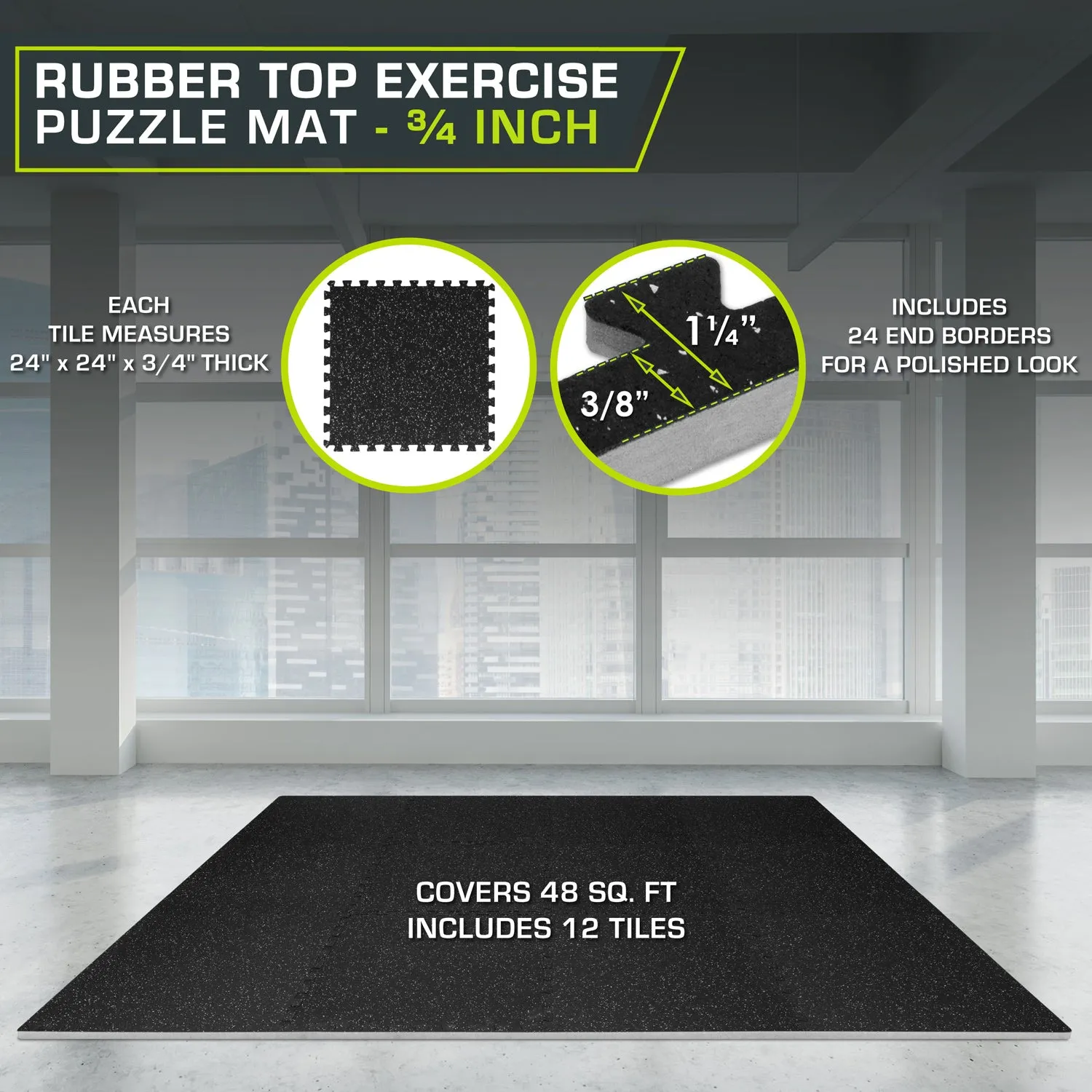 Rubber Top Exercise Puzzle Mat 3/4-in