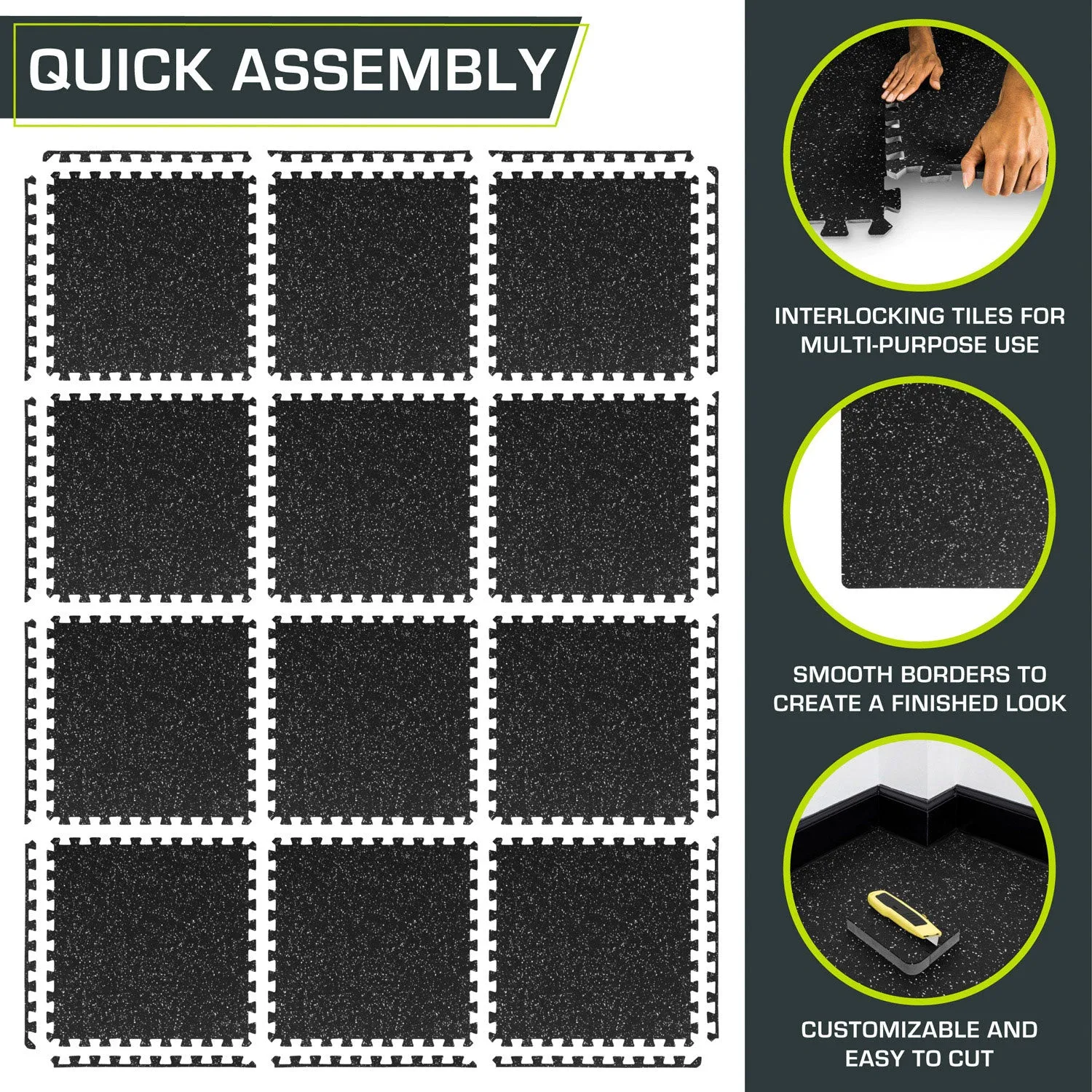 Rubber Top Exercise Puzzle Mat 3/4-in