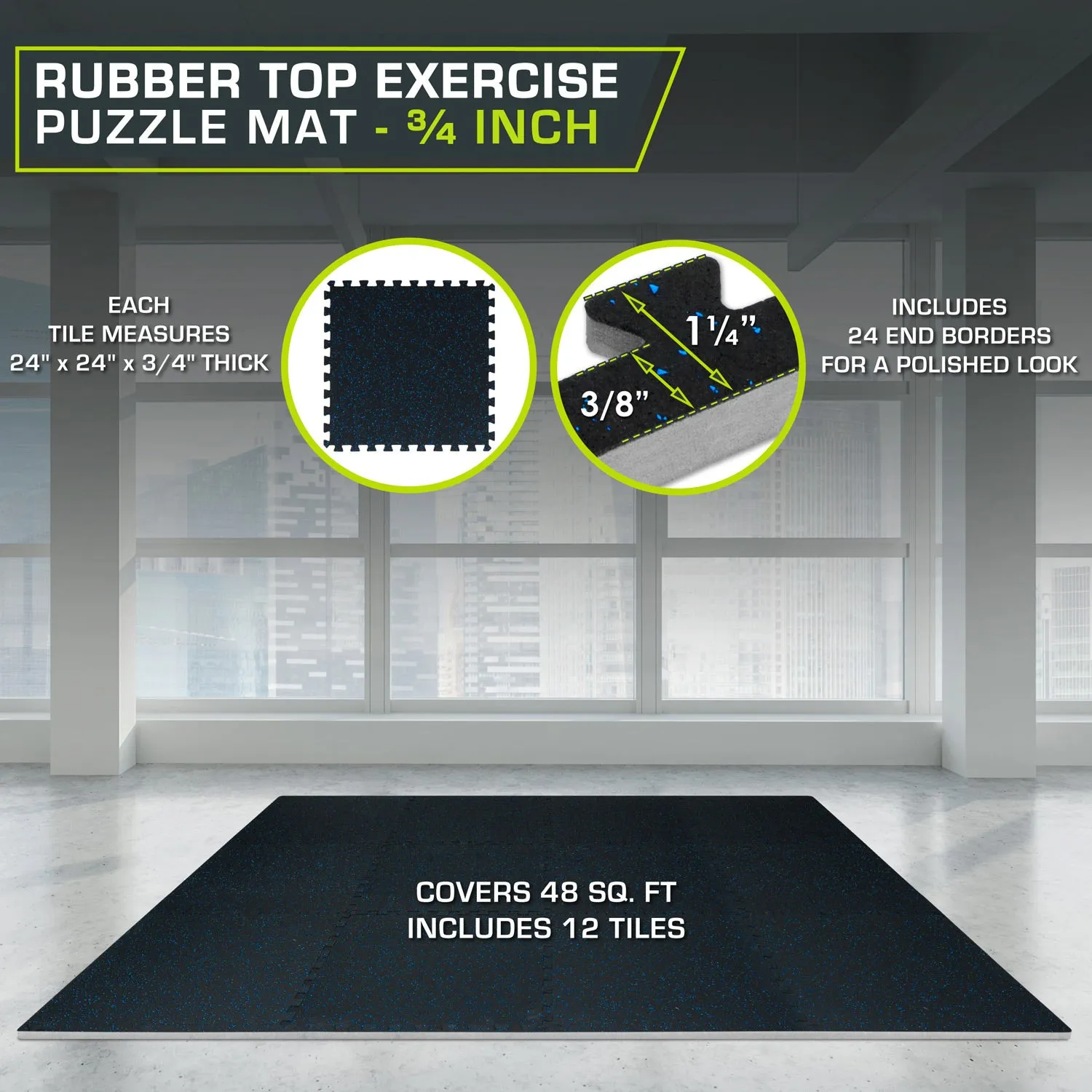 Rubber Top Exercise Puzzle Mat 3/4-in