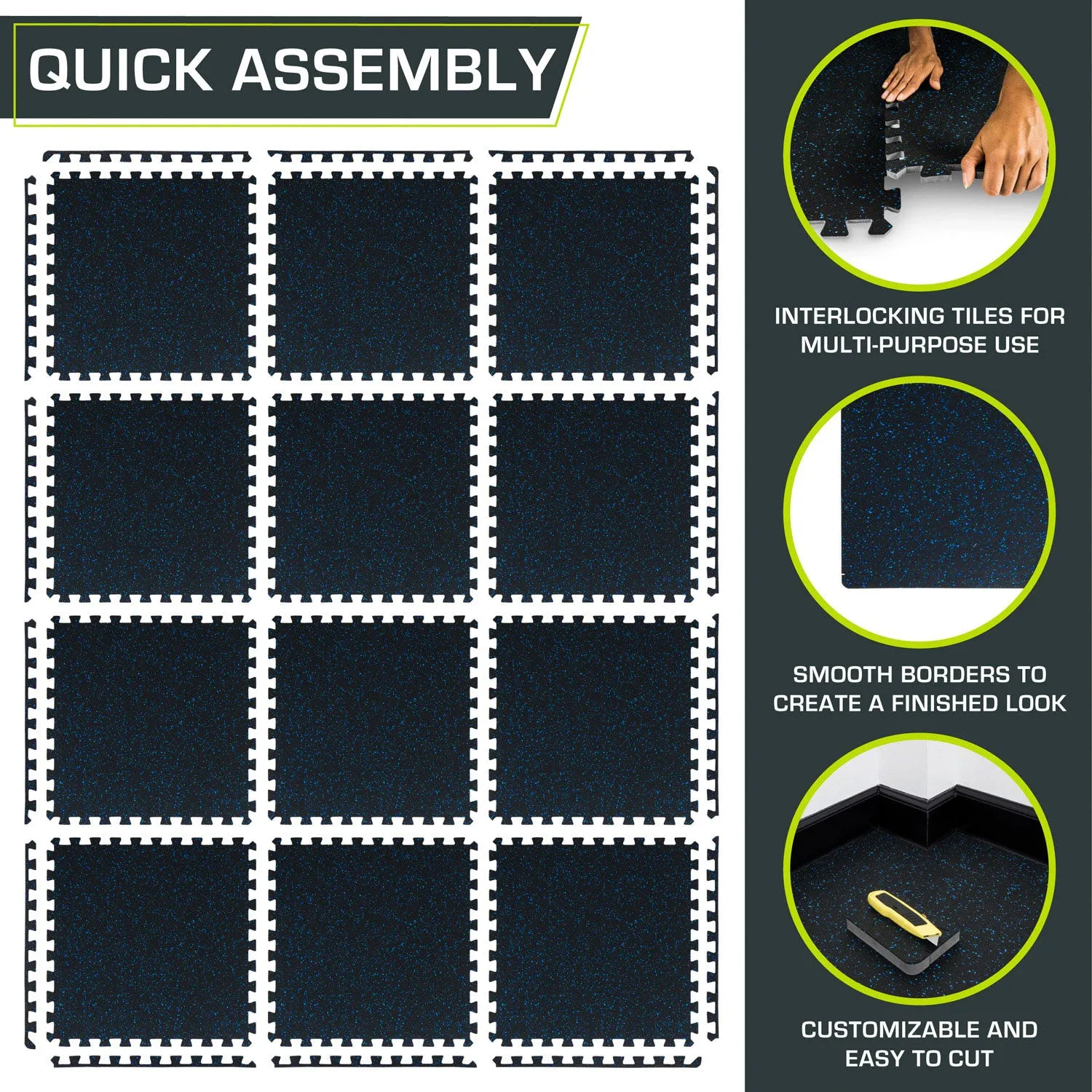 Rubber Top Exercise Puzzle Mat 3/4-in