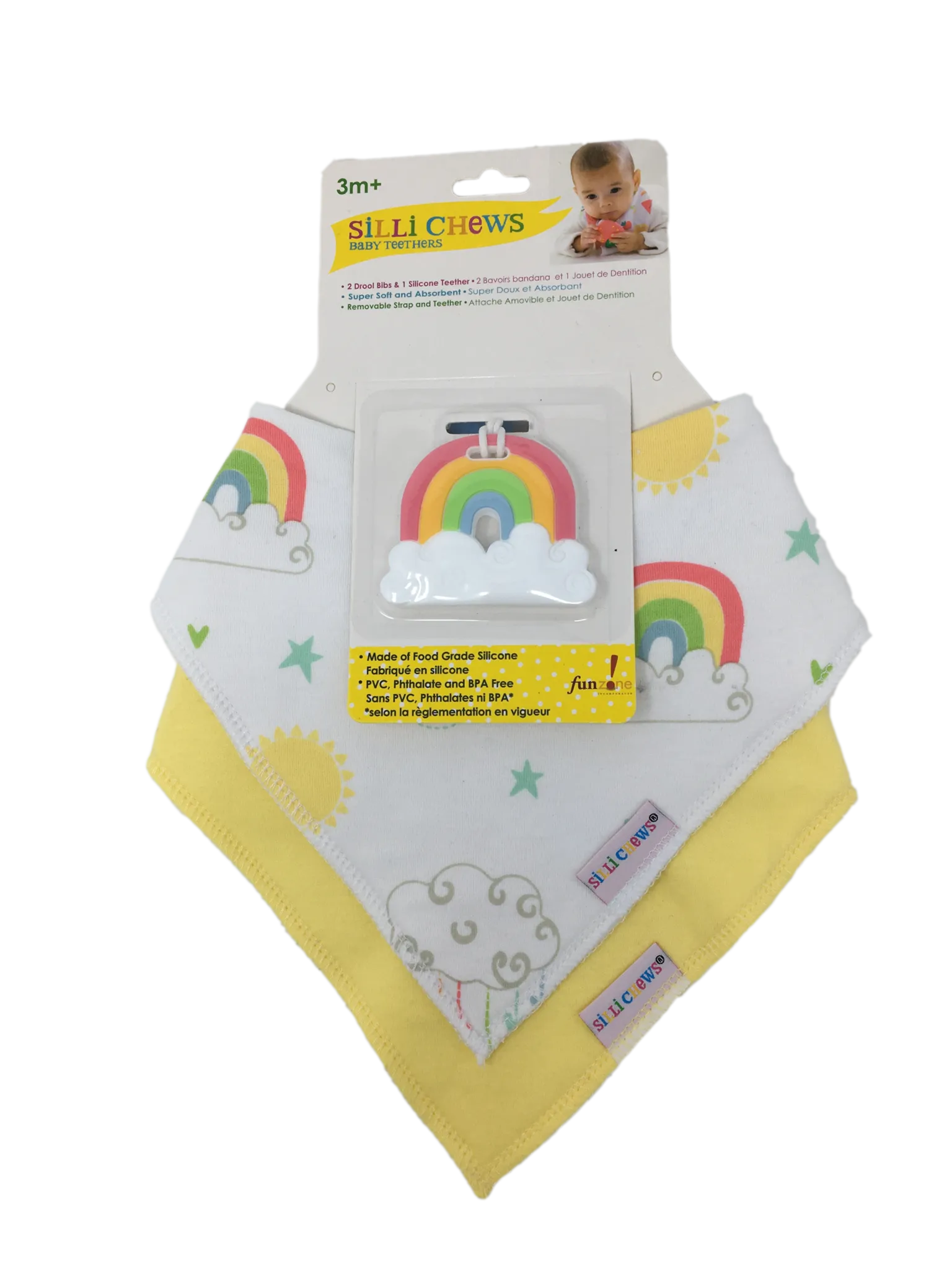 Silli Rainbow Bandana Bib Set with Rainbow Teether & Strap