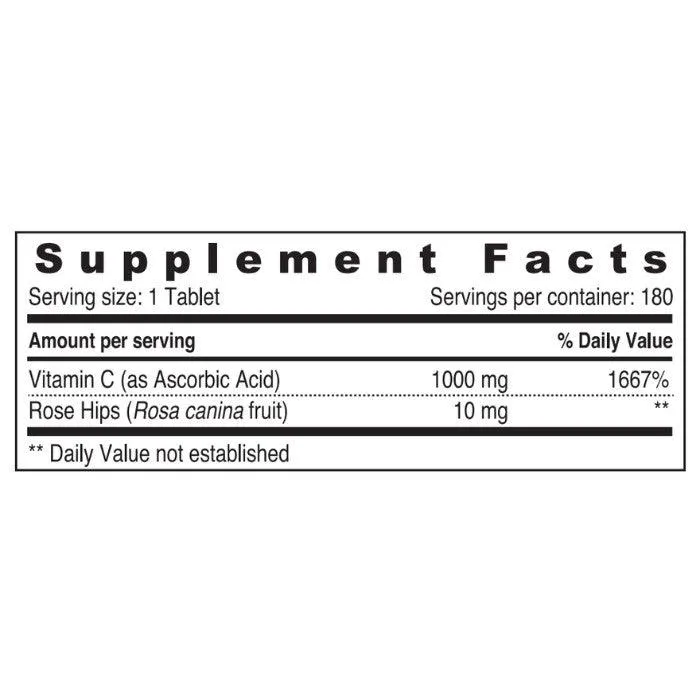 Sunshine Nutrition Vitamin C 1000mg With Rosehips 180 Tablets