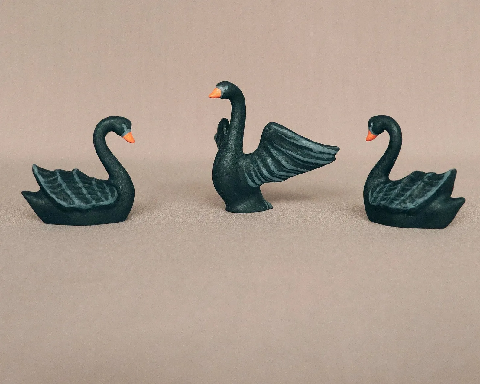 Wooden Black Swan - Flying